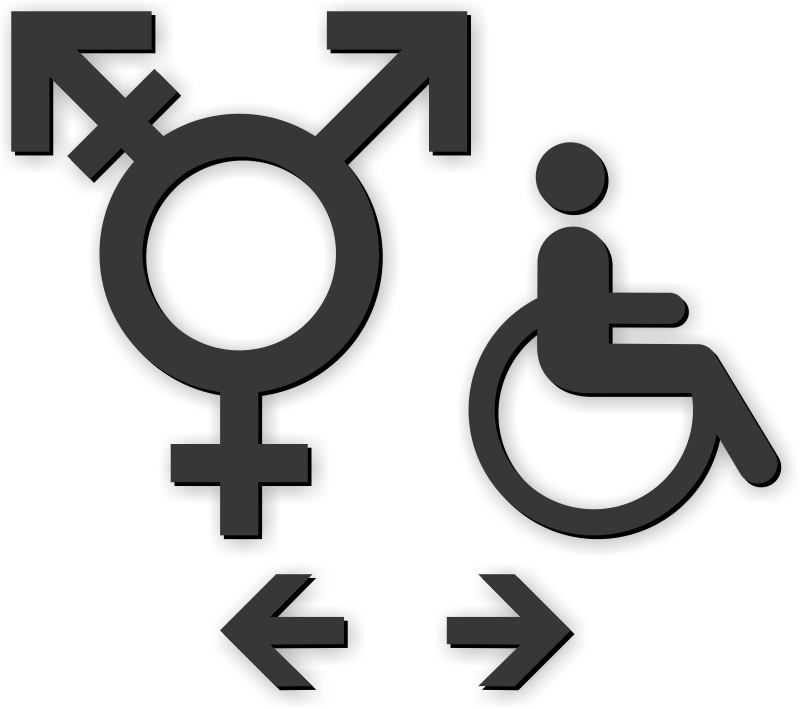 Handicap Gender Neutral Symbol Restroom Die Cut Sign - Gender Neutral Symbol (800x709), Png Download