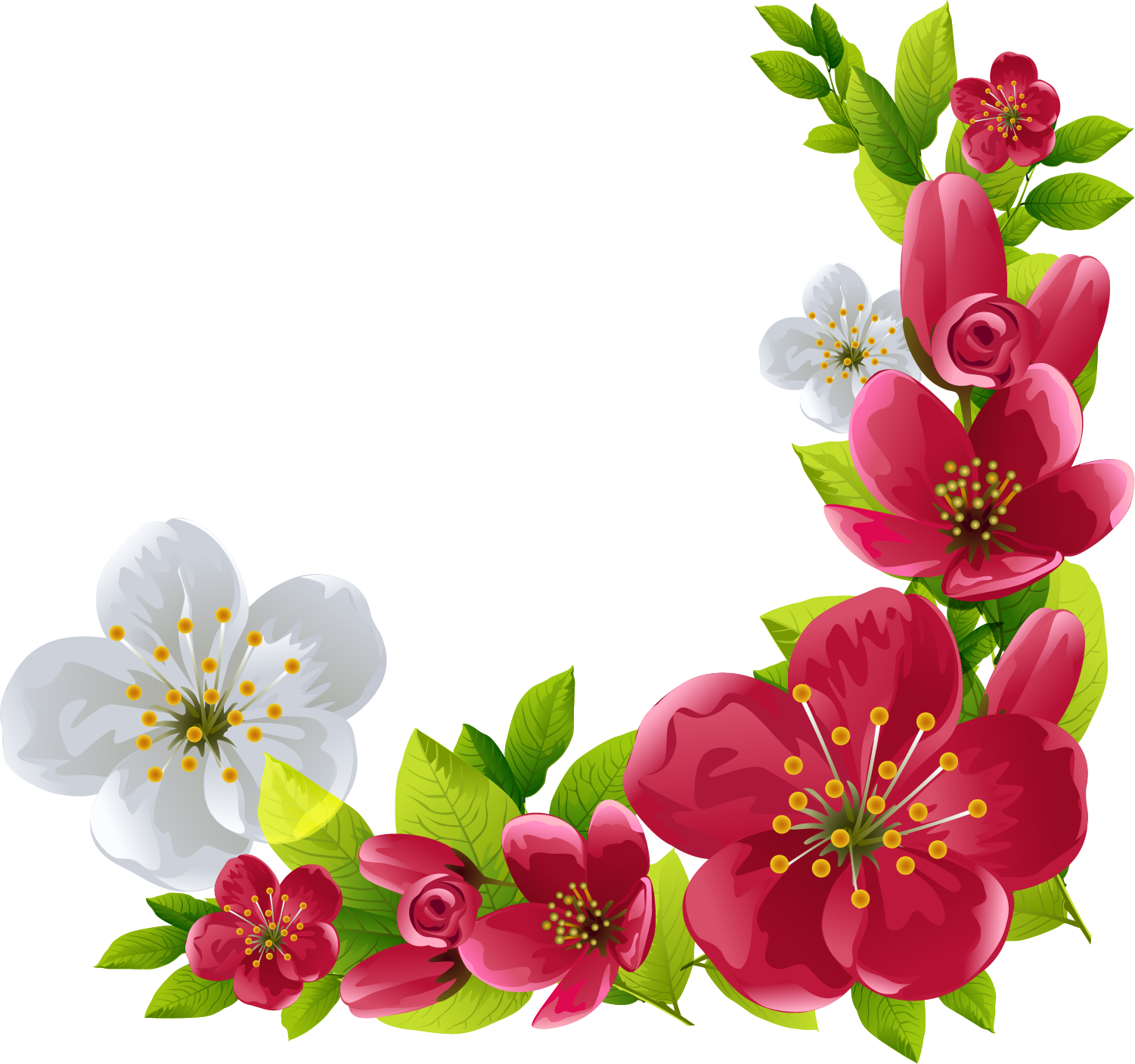Watercolor Flowers Borders Elements Ornaments Png Free - День Весны И Труда (1501x1407), Png Download