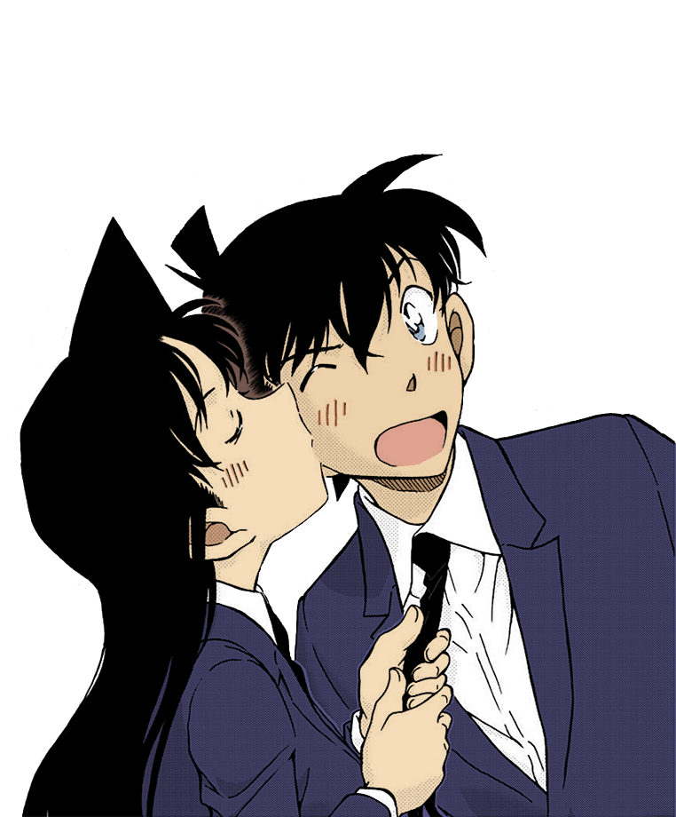 Transparent Tumblr Anime Boy Png Transparent Tumblr - Ran Y Shinichi Beso (840x1200), Png Download