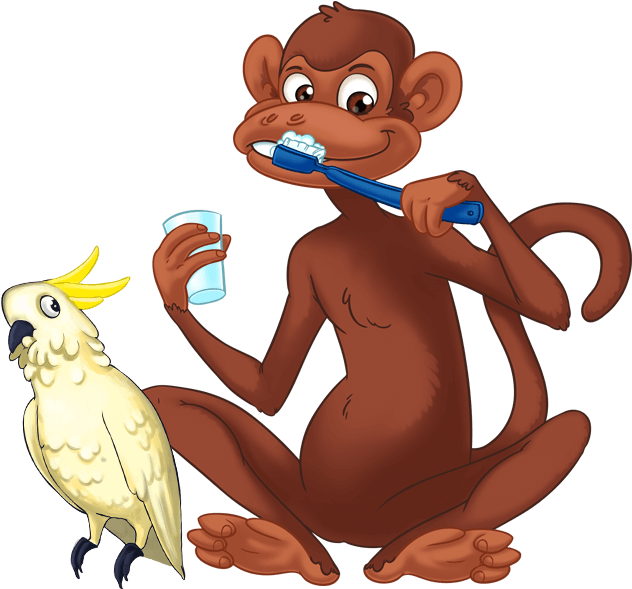 Teeth Clipart Monkey - Cartoon (852x856), Png Download