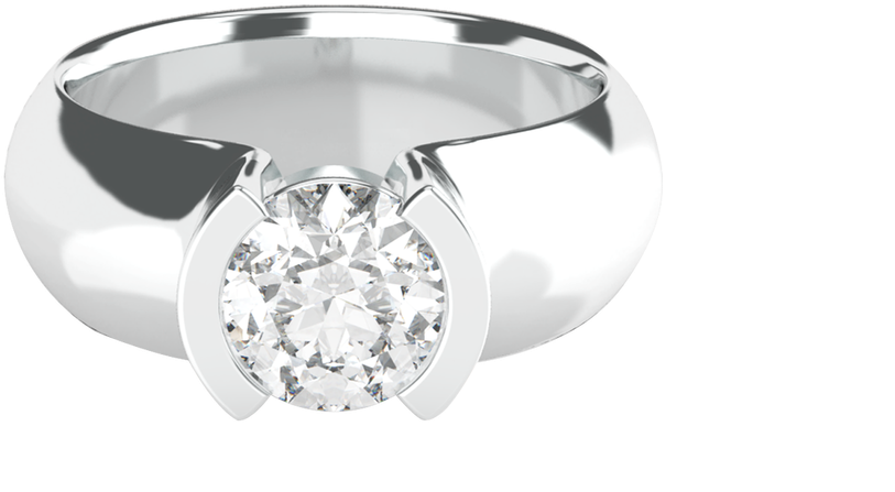 Stylerocks Brilliant Cut Semi Bezel Solitaire Engagement - Engagement Ring (1024x1024), Png Download