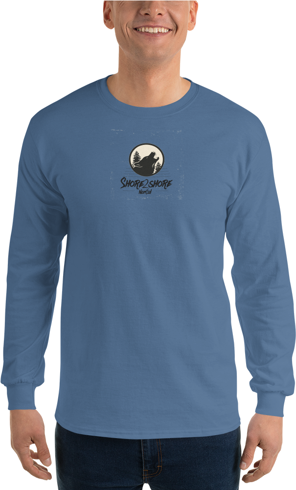 Splotchy Outline Wolf Shore Long Sleeve T-shirt - Shirt (1000x1000), Png Download