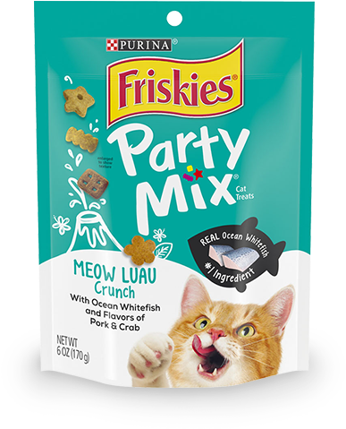 Party Mix Meow Luau Crunch Cat Treats - Purina Friskies Party Mix Meow Luau Crunch Cat Treats (600x600), Png Download