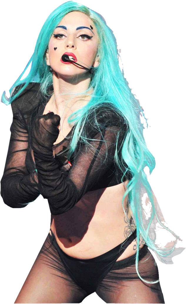 Gaga Png - Lady Gaga Blue Hair (729x1095), Png Download