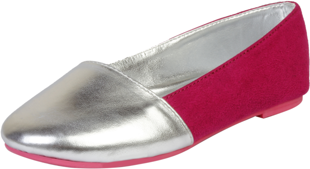 Girls Casual Slipon Ballerina Shoe - Beanz Girls Pink Colourblock Flat Shoes-female (640x960), Png Download