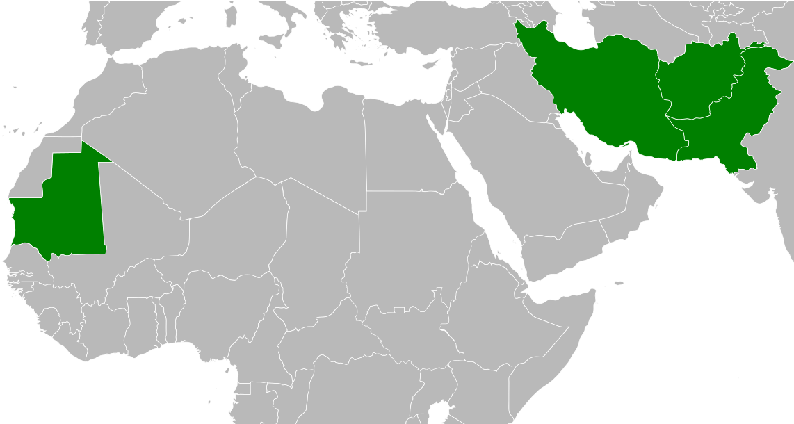 North Africa Middle East Blank Map (1200x609), Png Download