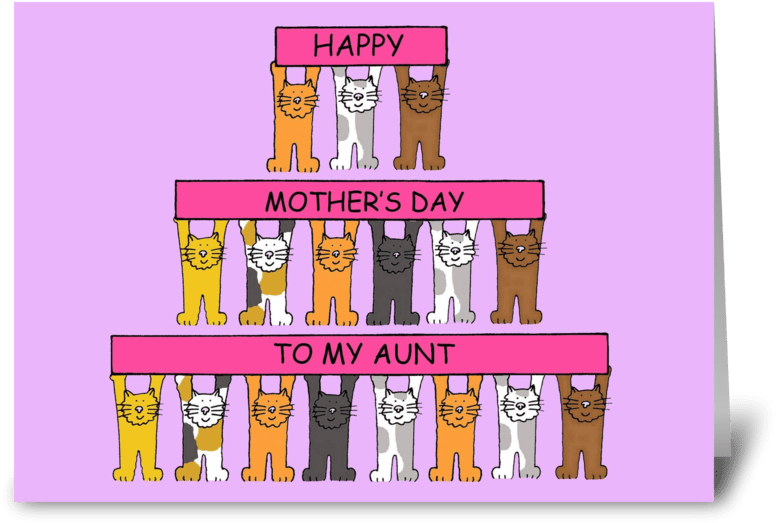 Aunt Happy Mother's Day Greeting Card - Happy Mother's Day To My Aunt, Fun Cats. Card (848x698), Png Download