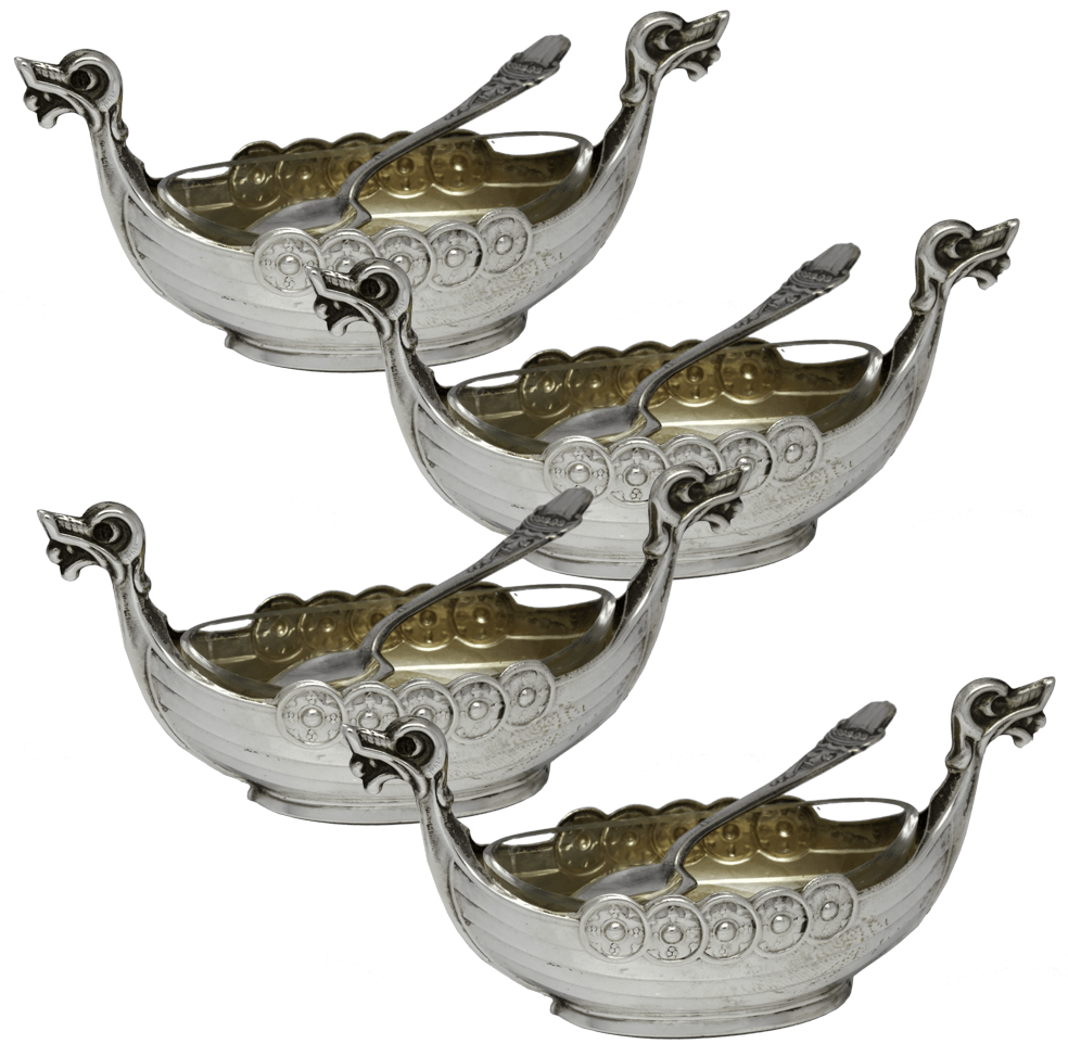 Sterling Viking Ship Salt Cellars With Mini Salt & - Salt And Pepper Shakers (1000x1000), Png Download