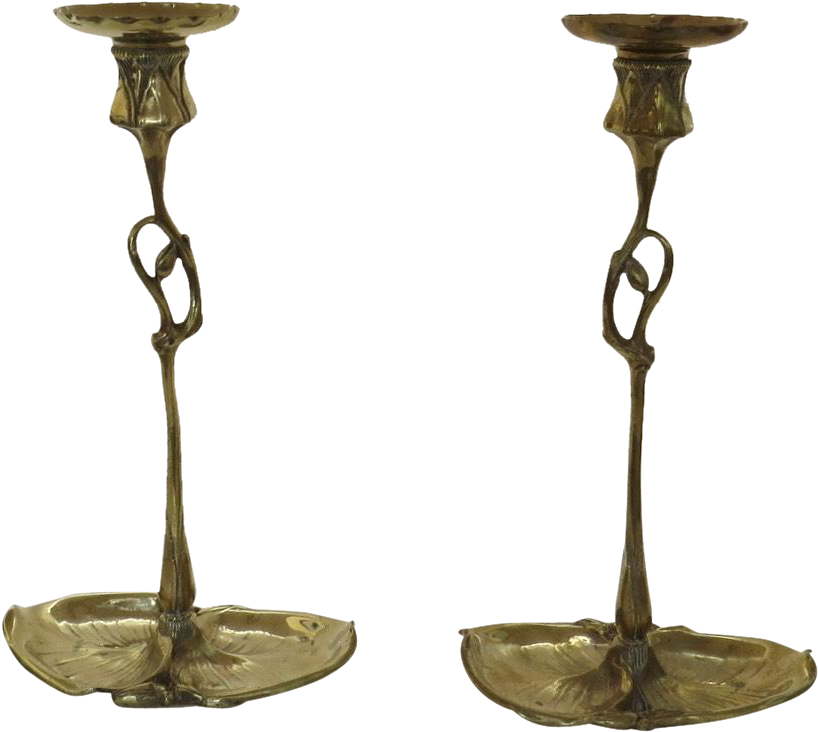 Pair Of Very Organic Brass Candlesticks - Art (817x817), Png Download