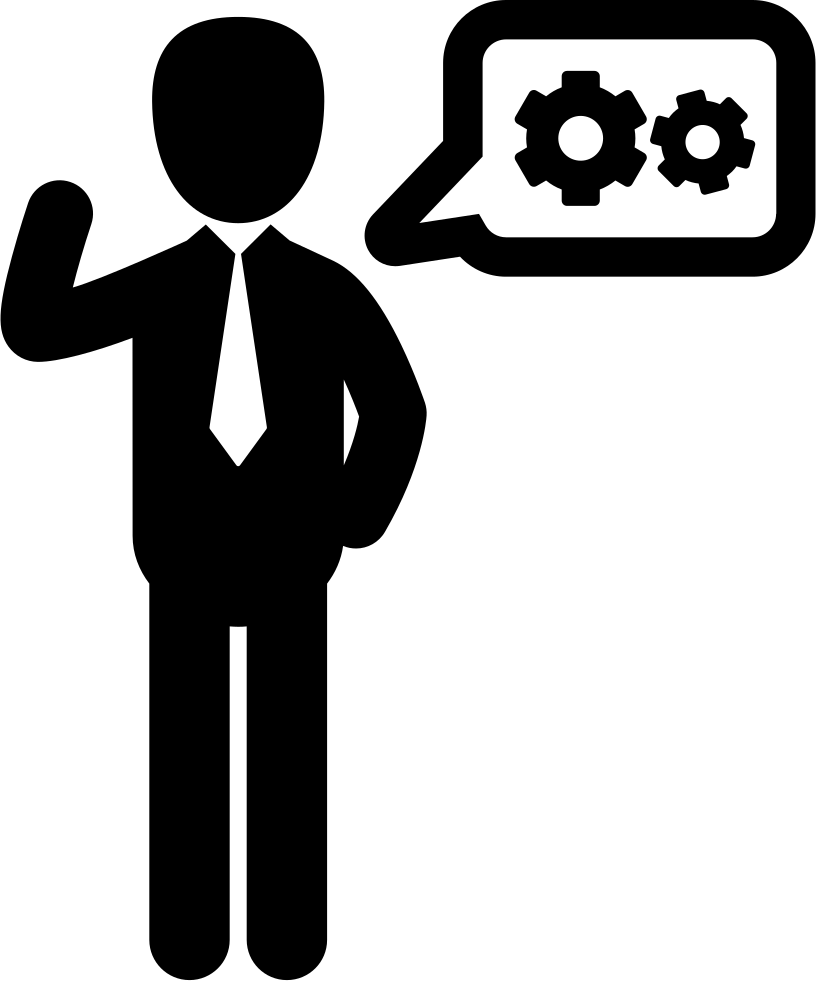 Businessman With A Speech Bubble Comments - People Tools Icon Png (816x981), Png Download