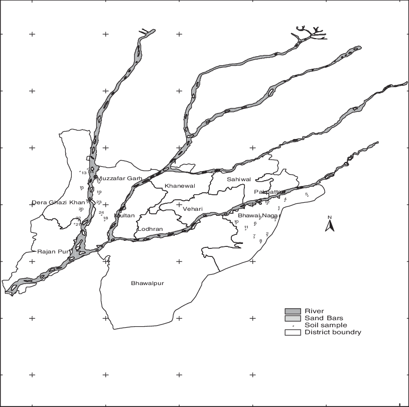 Soil Sampling Map From Selected Districts Of Cotton - Map (815x811), Png Download