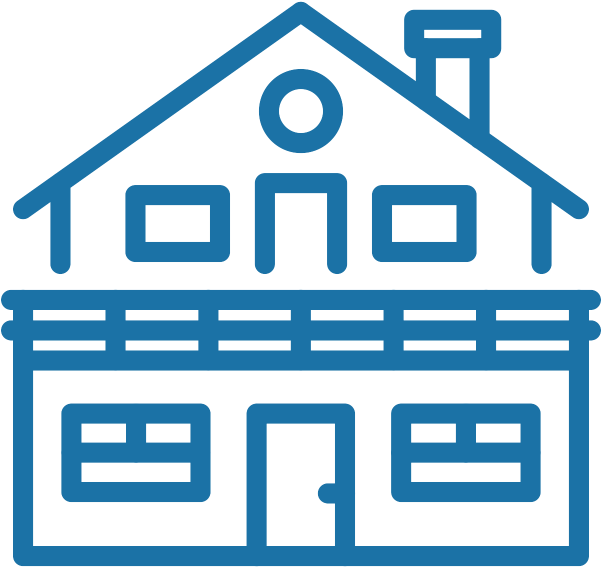 Blue-colored Icon Of A Ski Cabin - Blue (600x600), Png Download
