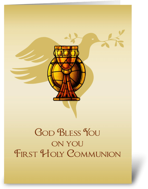 Chalice Dove Congratul Send This Greeting Card - Cousin Congratulations First Communion Chalice Dove (700x792), Png Download