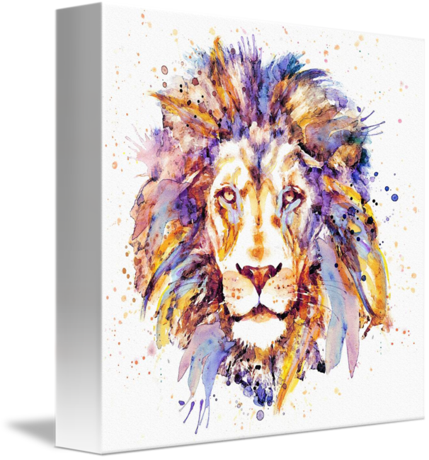 "lion Head" By Marian Voicu - Lion Face Watercolor (606x650), Png Download