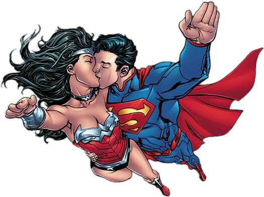 Fresco Kiss, - Superman N Wonder Women Kiss (580x420), Png Download