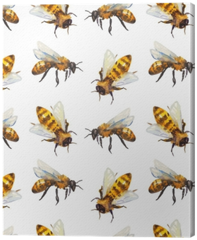 Watercolor Seamless Pattern With Bee Canvas Print • - Watercolor Bees On Honeycomb - White Case - Ipad Air (400x400), Png Download