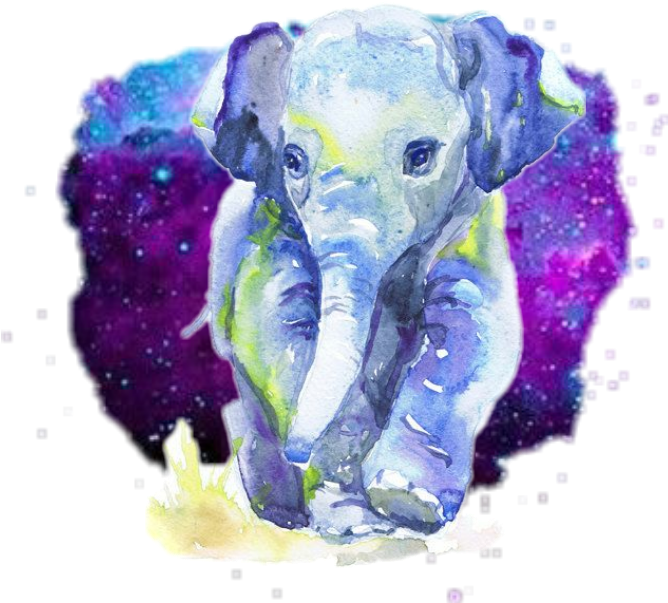 Colorful Watercolor Elephant Space - Aquarelle Pour Chambre Bébé Fille (1024x1024), Png Download