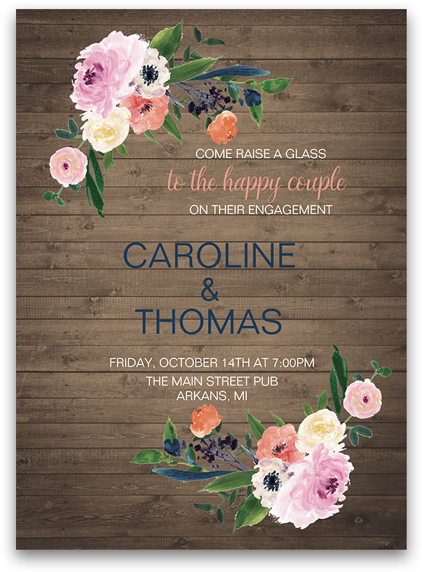 Rustic Flower Invitation Png (900x900), Png Download
