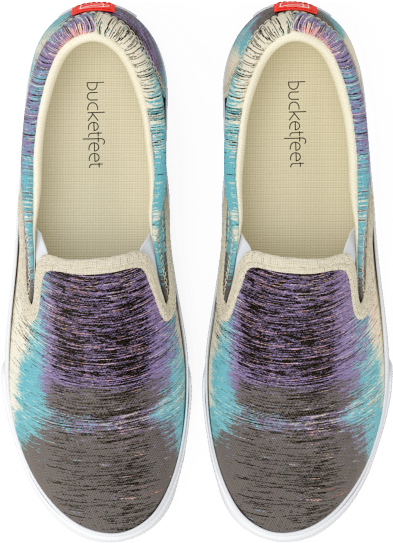 Slip-on Printed Watercolor Sneakers Bucketfeet "static - Slip-on Shoe (600x600), Png Download