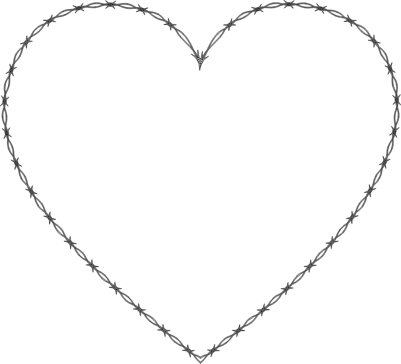 Clipart Barbed Wire Heart - Dotted Line Heart Png (790x717), Png Download