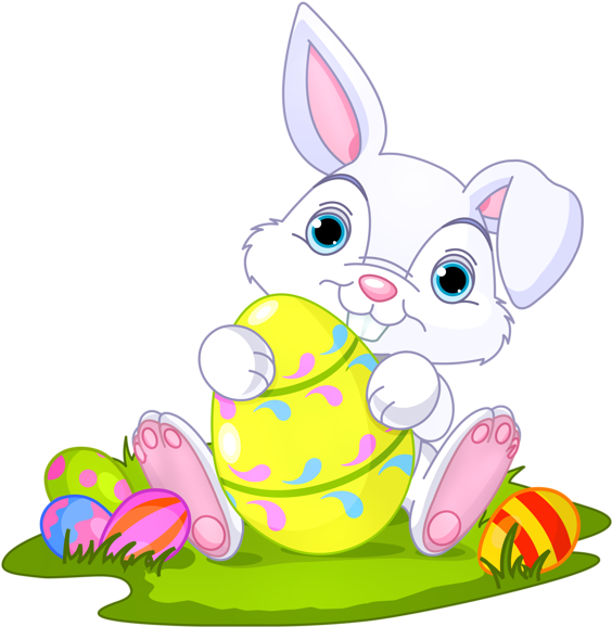 Banner Black And White Stock Easter Clipart Watercolor - Cute Cartoon Easter Bunny (583x600), Png Download