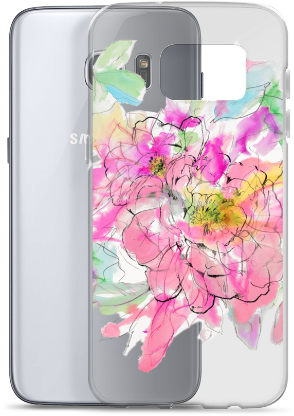 Watercolor Peony Samsung Case - Mobile Phone Case (1000x1000), Png Download