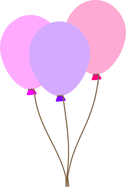 Pretty Pastel Balloons - Pink And Purple Balloons Clip Art (439x651), Png Download