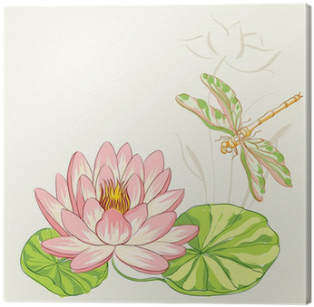 Watercolor Painting Of Lotus And Dragonfly - Flor De Loto Acuarela (400x400), Png Download
