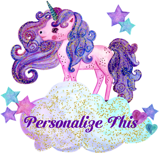 Watercolor Unicorn Monogram Baseball Cap - Cute Personalized Unicorn Pillow Case (690x700), Png Download