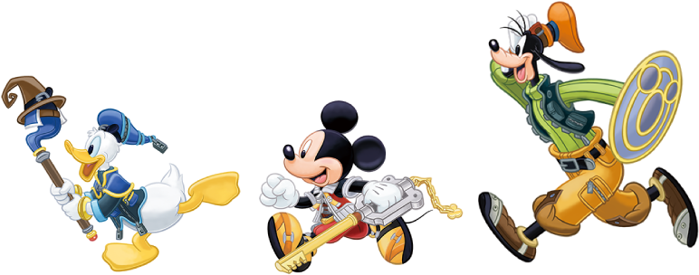 Kingdom Hearts Png - Mickey Donald Goofy Kingdom Hearts (880x363), Png Download