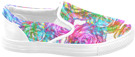 Vibrant Flower Watercolor Women's Unusual Slip-on Canvas - Slip-on Shoe (500x500), Png Download