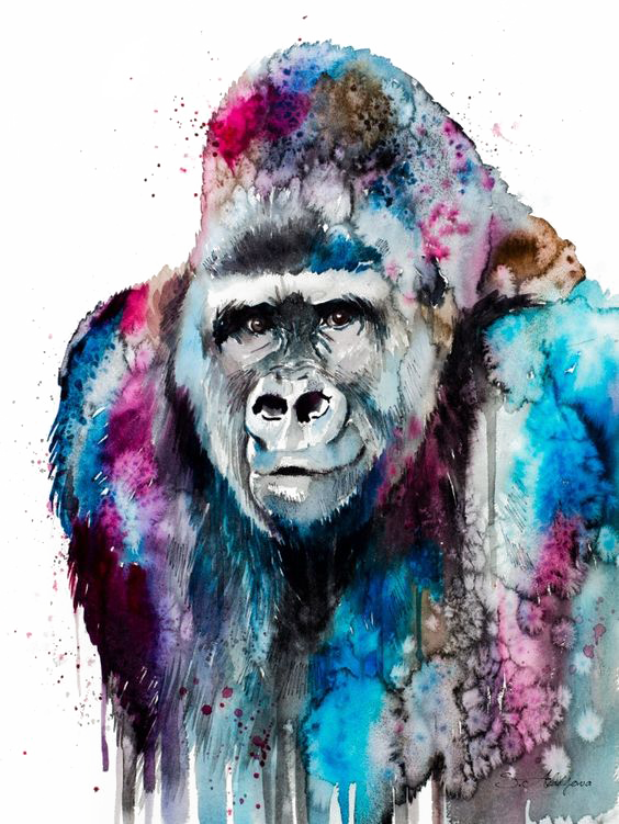 Easy Gorilla Painting (564x751), Png Download