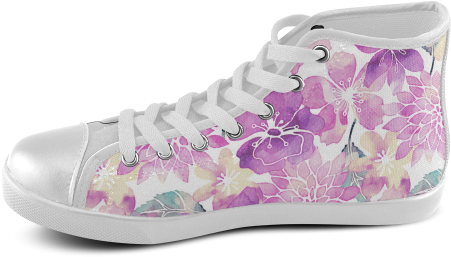 Download Hd Watercolor Flower Pattern Men S High Top Canvas Shoes Shoe Transparent Png Image Nicepng Com