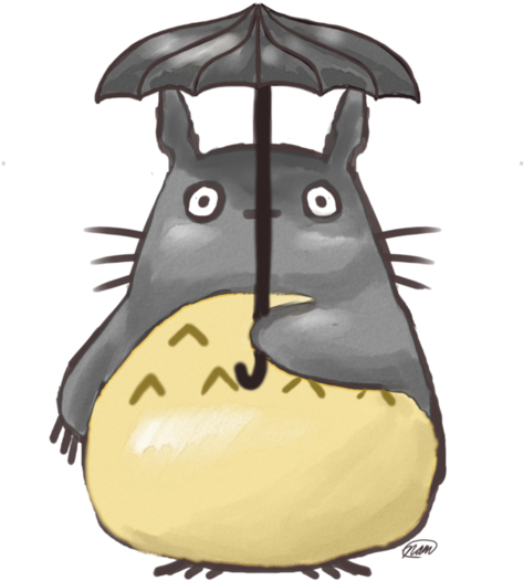Totoro Umbrella Png - Cartoon (783x1019), Png Download