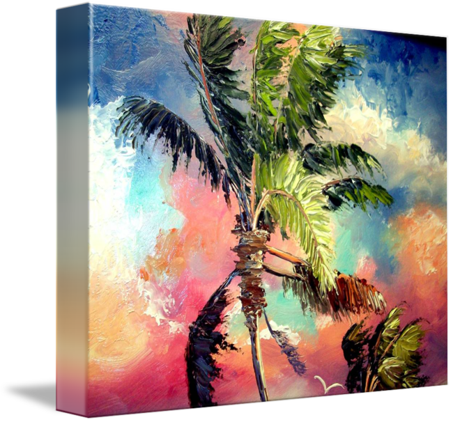 "palette Knife Palm Tree" By Mazz Original - Painting Tumblr Palm Tree (650x606), Png Download