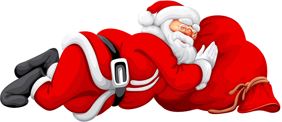 Santa Claus Png Image - Santa Claus Sleeping Png (1098x476), Png Download