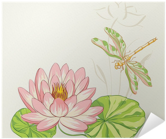 Watercolor Painting Of Lotus And Dragonfly - Flor De Loto Acuarela (400x400), Png Download