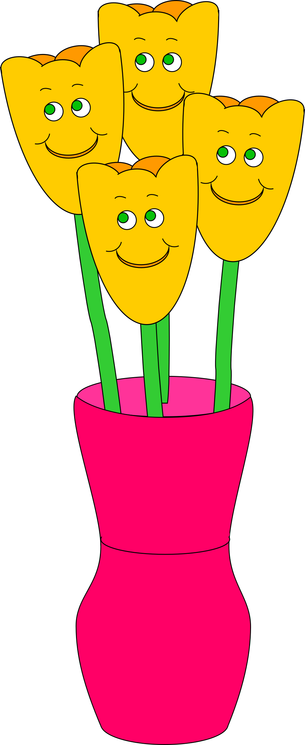 This Free Icons Png Design Of Vase Of Happy Tulips (983x2400), Png Download