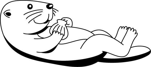 Sea Otter Clipart California - Sea Otter Black And White (633x284), Png Download