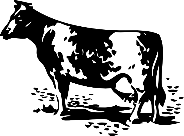 Dairy Cow Silhouette Png - Farm Silhouette (600x444), Png Download