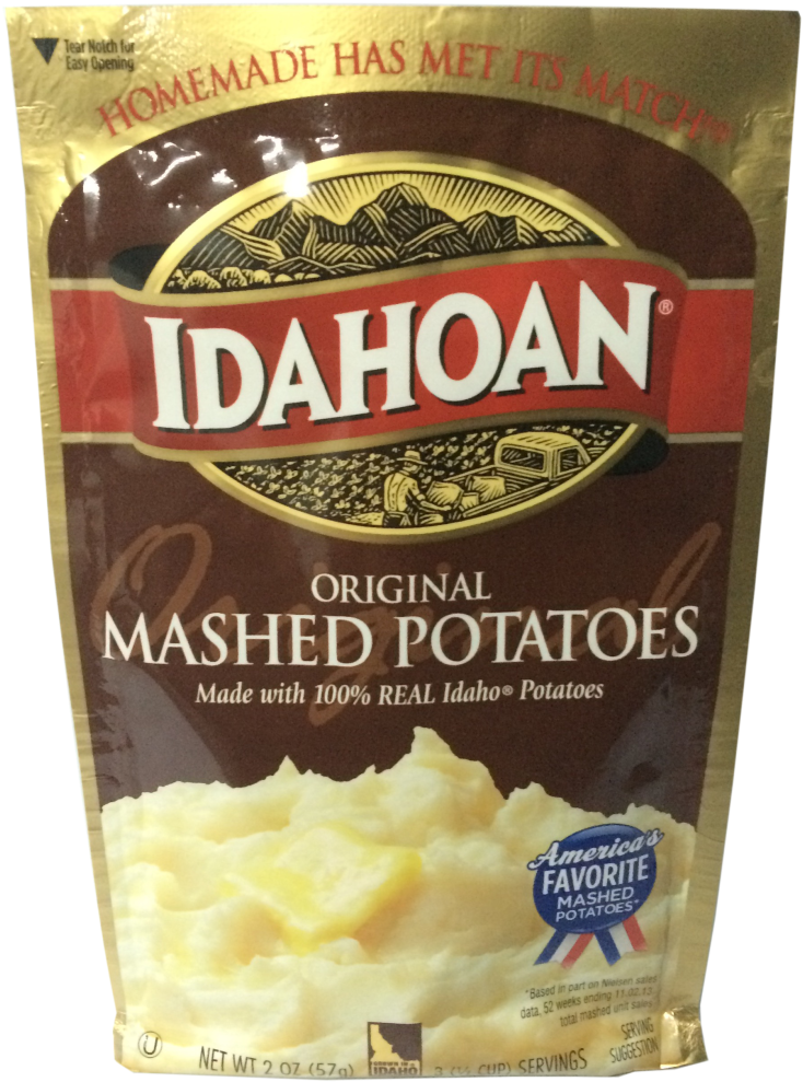 Idahoan Mashed Potatoes Cups - Idahoan Original Mashed Potatoes - 2 Oz Bag (833x1030), Png Download