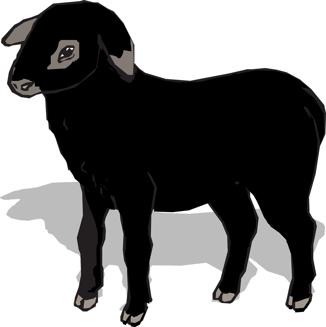 Lamb Silhouette Clip Art - Cartoon Black Sheep Png (600x601), Png Download