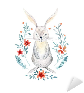 Cute Baby Rabbit Animalisolated Illustration For Children - Woodland Animals Watercolor Png (400x400), Png Download