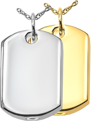 Dog Tag Cremation Pendant - Gold Dog Tag Cremation Necklace (500x500), Png Download