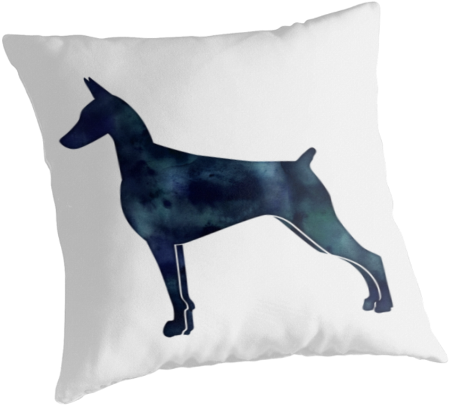 Doberman Pinscher Black Watercolor Silhouette By Tripoddogdesign - University Of Arizona Wildcats Throw Pillow, Sunglasses (875x875), Png Download