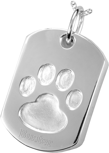 Wholesale Paw Print Dog Tag Cremation Jewelry Engraved - Silver Cremation Jewelry: Paw Print Dog Tag (500x500), Png Download