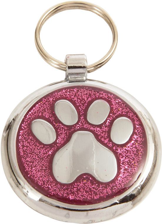 Luxury Designer Dog Tag Glitter Pink Paw Print Shimmer - Dog (859x859), Png Download