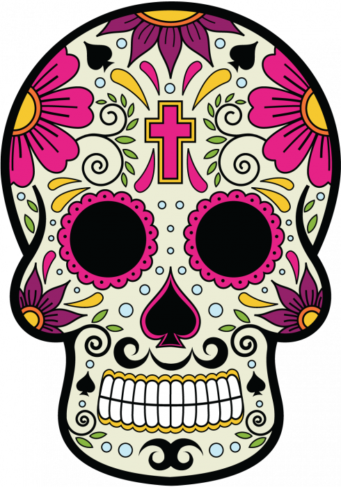 Calavera Tete De Mort Mexicaine Ref D - Colorida Caveira Mexicana Png (490x700), Png Download