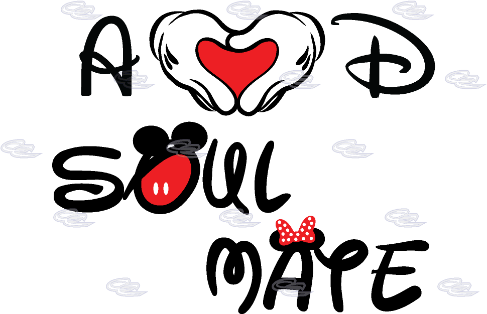 Soulmate Shirts Mickey's Hands With Initials - Soul Mates Mickey Mouse (1013x697), Png Download