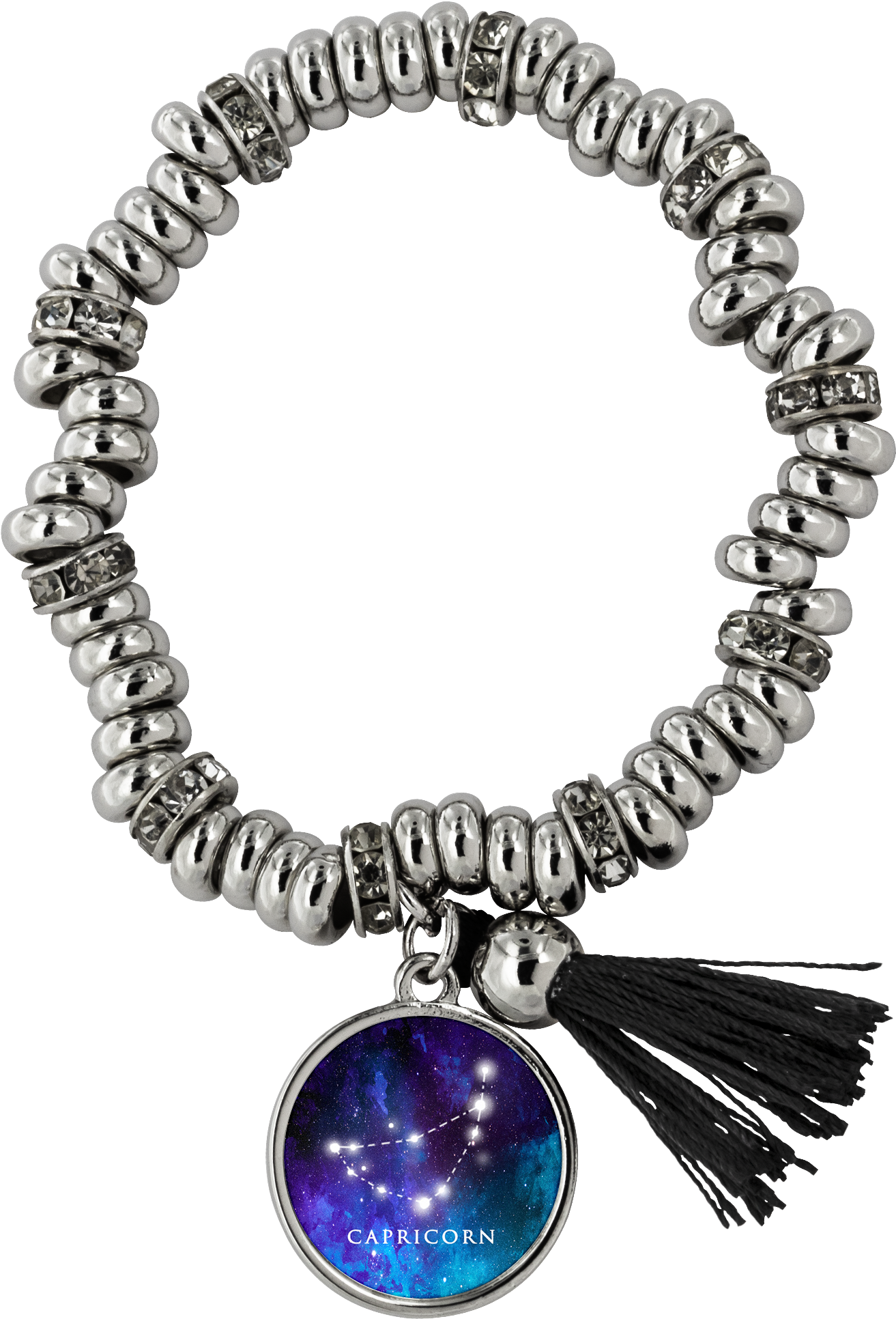 Capricorn Zodiac Sign Starry Night Blue Silver Plated - Bracelet (2000x2000), Png Download